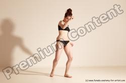 Underwear Martial art Woman White Moving poses Slim medium brown Dynamic poses Academic